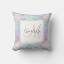 Iridescent gold glitter agate monogram