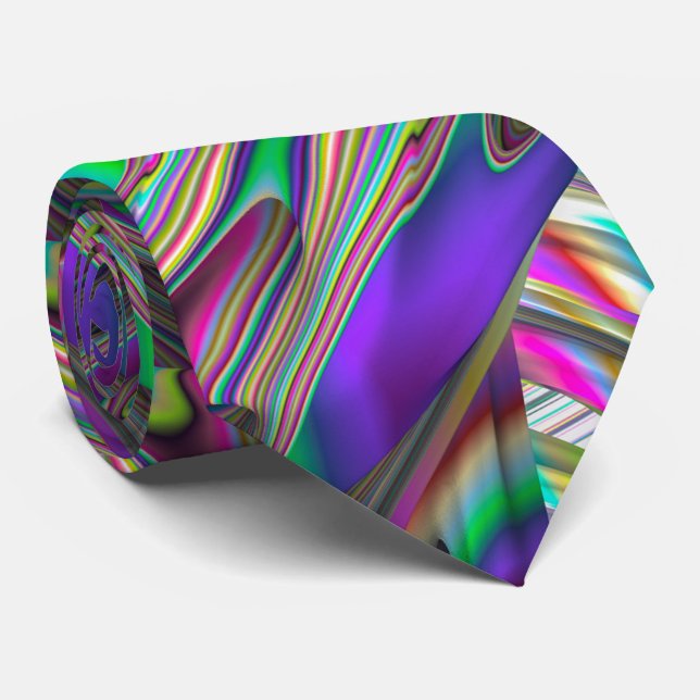 Iridescent Good Vibes Harmony Fractal Pattern Tie (Rolled)
