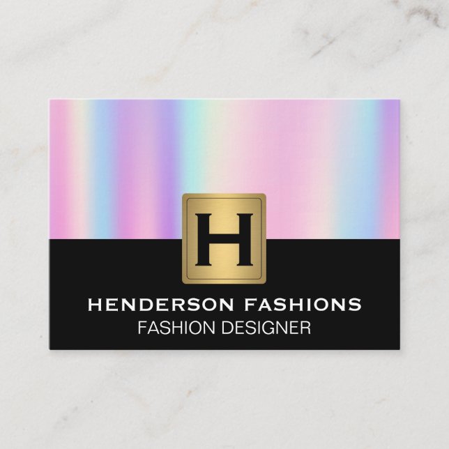 Iridescent Gradient | Monogram Business Card (Front)
