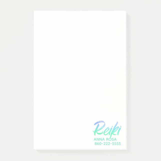 *~* Iridescent Green Blue& Turquoise Reiki Post-it Notes (Front)