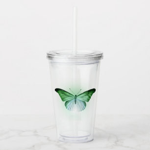 Iridescent Green Butterfly Acrylic Tumbler
