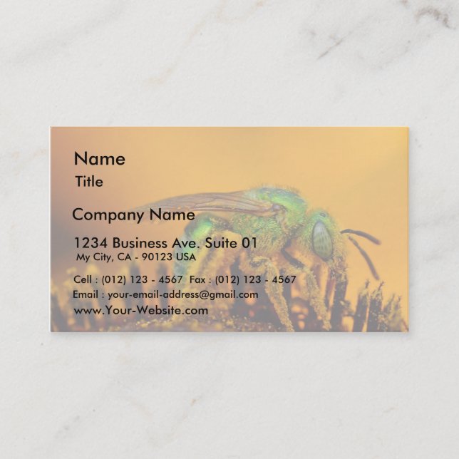 Iridescent Green Sweat Bees Business Card (Front)
