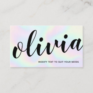 Iridescent Handwritten Script Calligraphy Business Card