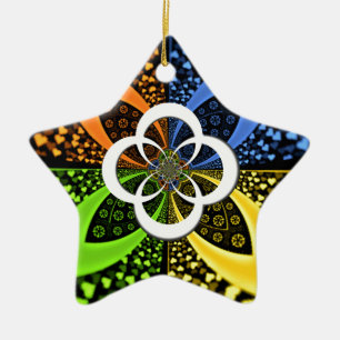 Iridescent Hearts Seamless Polka Dot Abstract Art  Ceramic Tree Decoration