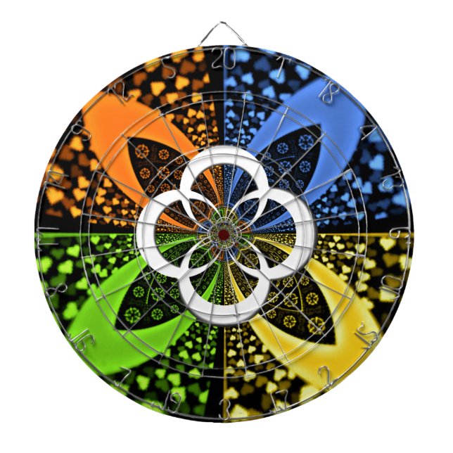 Iridescent Hearts Seamless Polka Dot Abstract Art  Dartboard (Front)