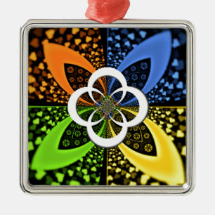 Iridescent Hearts Seamless Polka Dot Abstract Art  Metal Tree Decoration