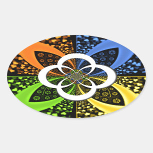 Iridescent Hearts Seamless Polka Dot Abstract Art Oval Sticker