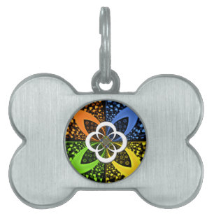 Iridescent Hearts Seamless Polka Dot Abstract Art Pet Name Tag