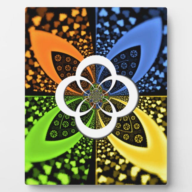 Iridescent Hearts Seamless Polka Dot Abstract Art  Plaque (Front)