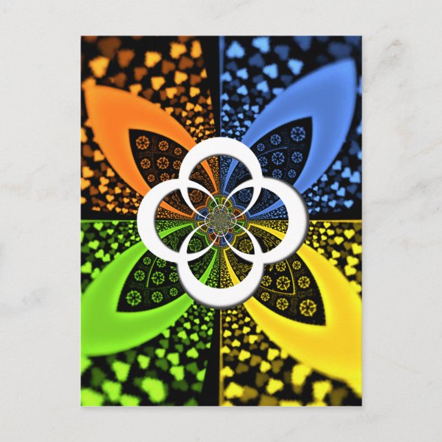 Iridescent Hearts Seamless Polka Dot Abstract Art  Postcard (Front)