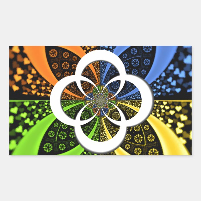 Iridescent Hearts Seamless Polka Dot Abstract Art  Rectangular Sticker (Front)