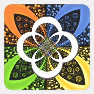 Iridescent Hearts Seamless Polka Dot Abstract Art Square Sticker