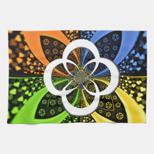 Iridescent Hearts Seamless Polka Dot Abstract Art  Tea Towel