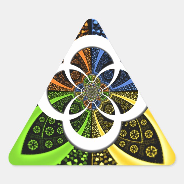 Iridescent Hearts Seamless Polka Dot Abstract Art  Triangle Sticker (Front)