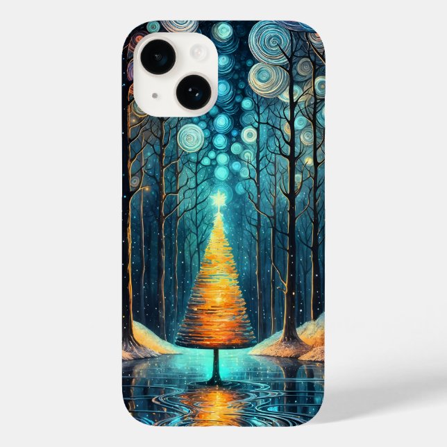 Iridescent Holiday Dream 🎄 Glowing Christmas Tree Case-Mate iPhone Case (Back)