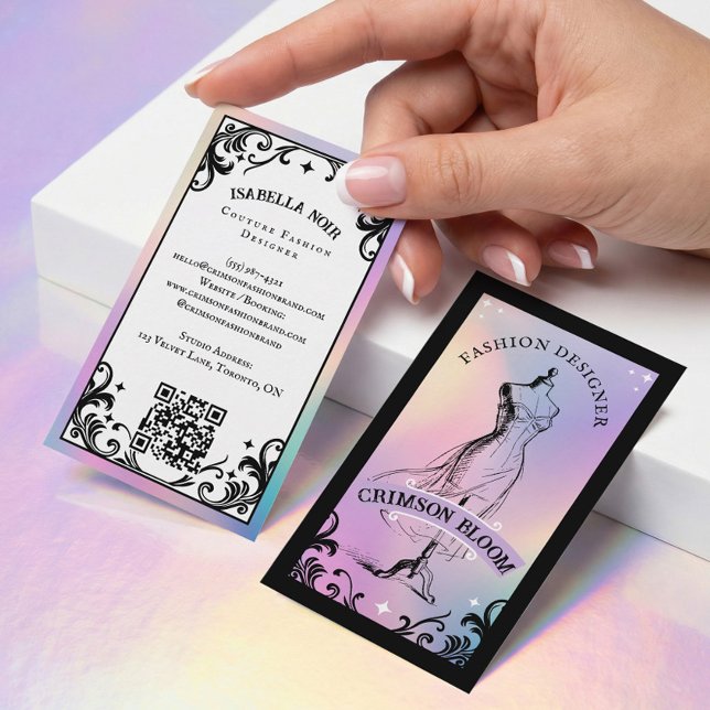Iridescent Holographic Beauty Couture Fashion  Business Card (Iridescent Holographic Beauty Couture Fashion Business Card)