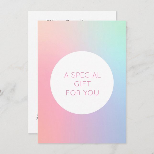 Iridescent Holographic beauty Gift Certificates Invitation (Front/Back)