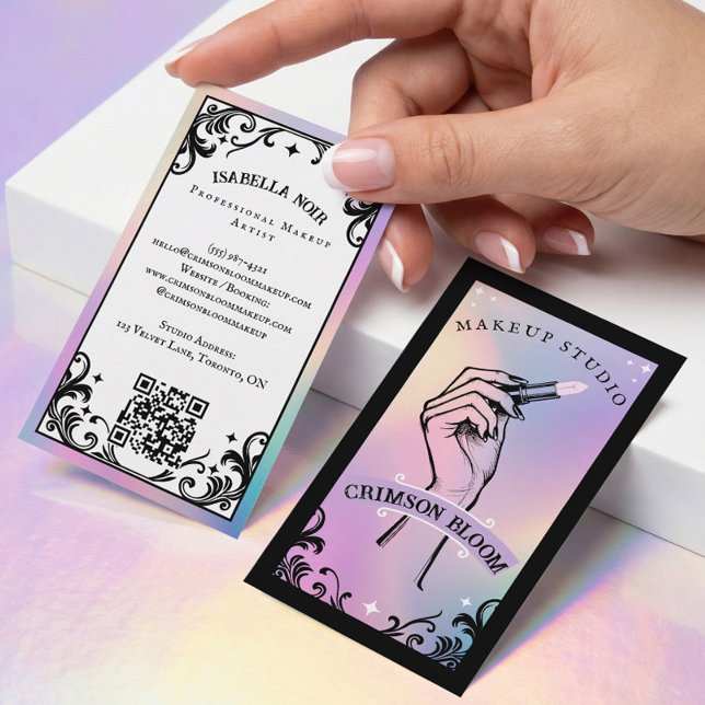 Iridescent holographic Beauty Makeup Artist Luxury Business Card (Iridescent holographic Beauty Makeup Artist Luxury Business Card)