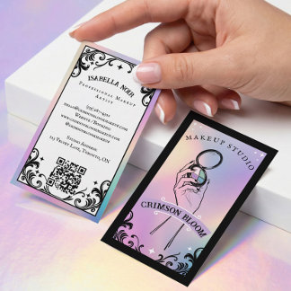 Iridescent holographic Beauty Makeup Artist Luxury Business Card