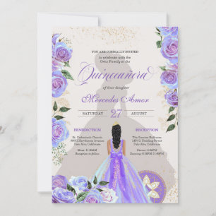 Iridescent Holographic Fancy Charro Quinceanera Invitation