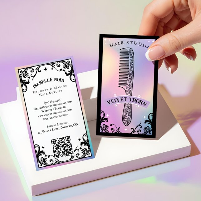 Iridescent holographic Hair Stylist Beauty Salon Business Card (Iridescent holographic Hair Stylist Beauty Salon Business Card)