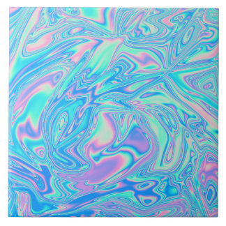 Iridescent Holographic Liquid Waves Tile