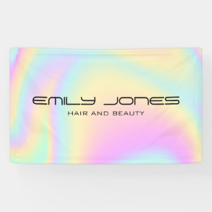 Iridescent Holographic Modern Trendy Salon Banner