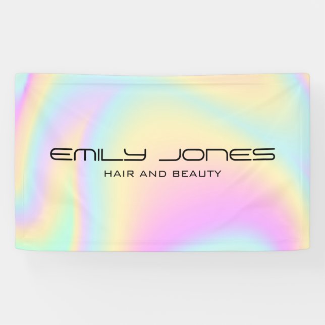 Iridescent Holographic Modern Trendy Salon Banner (Horizontal)