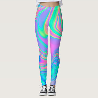 Iridescent Holographic: Neon Marbled Texture Leggings