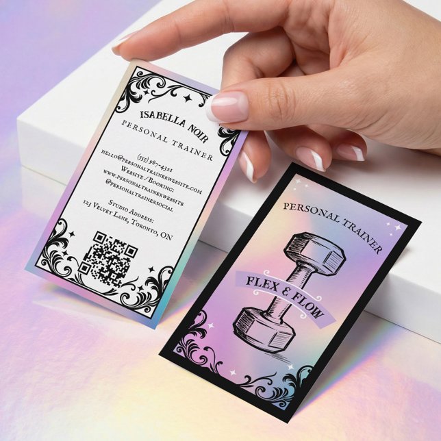 Iridescent Holographic Personal Trainer Fitness  Business Card (Iridescent Holographic Personal Trainer Fitness Business Card)
