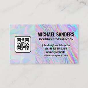 Iridescent Holographic   Rainbow Liquid   QR Business Card