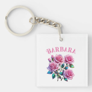 Iridescent Holographic Roses On Stems Key Ring