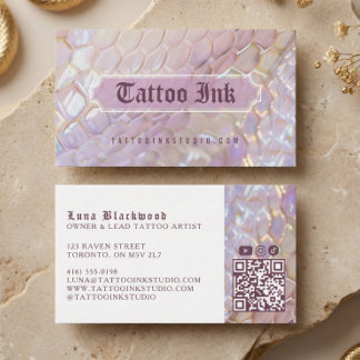 Iridescent Holographic Snake Scale Gothic Tattoo Business Card