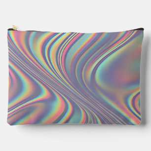 Iridescent Holographic Swirl Texture Accessory Pouch