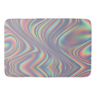 Iridescent Holographic Swirl Texture Bath Mat