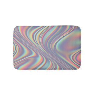 Iridescent Holographic Swirl Texture Bath Mat