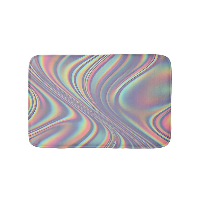 Iridescent Holographic Swirl Texture Bath Mat (Front)
