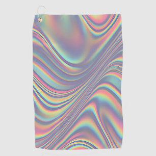 Iridescent Holographic Swirl Texture Golf Towel
