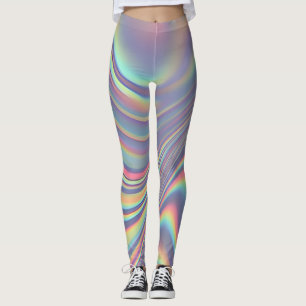 Iridescent Holographic Swirl Texture Leggings