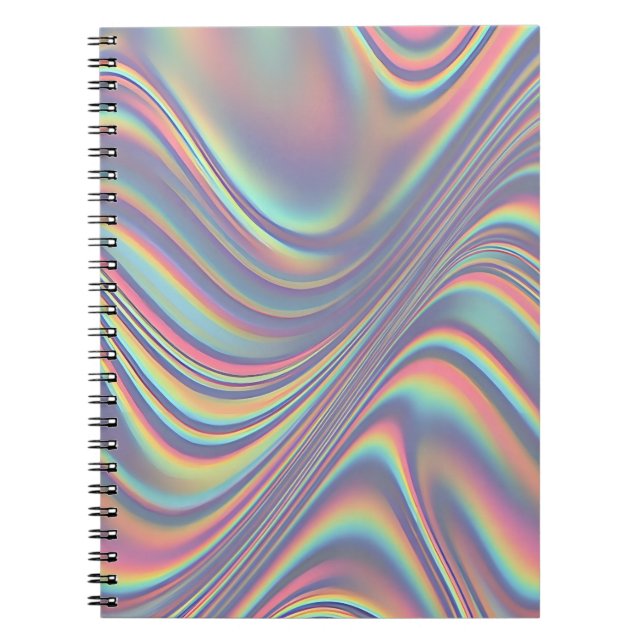 Iridescent Holographic Swirl Texture Notebook (Front)