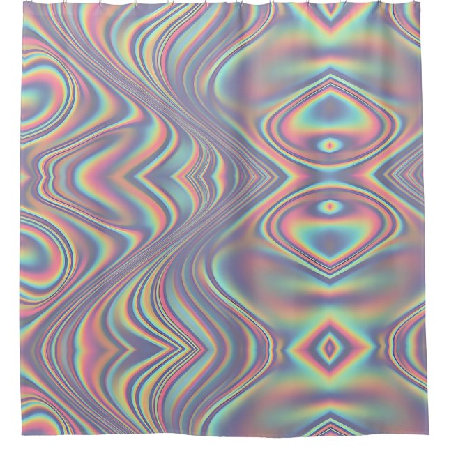 Iridescent Holographic Swirl Texture Shower Curtain (Front)