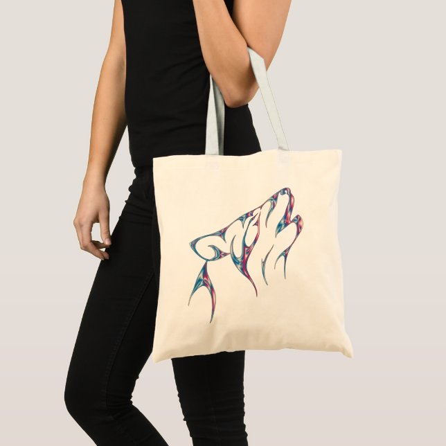 Iridescent Howling Wolf Spirit Animal Tote Bag (Front (Product))