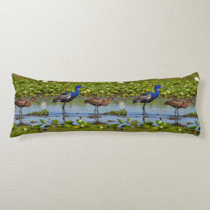 Iridescent Jacana & Rusty Companion – Elegant Body Body Cushion