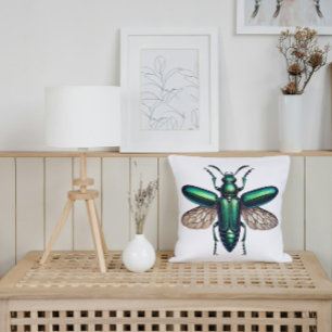 Iridescent Jewel Beetle Nature Inspired Art  Cushion