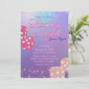 Iridescent Ladies Night Game Night Dice Invitation
