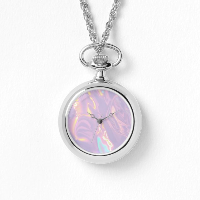 Iridescent Lavender Ethereal Necklace Watch (Front)