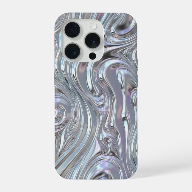 Iridescent Liquid Chrome Futuristic Y2K Metallic  iPhone Case (Back)
