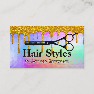 Iridescent Liquid   Glitter Drip   Scissors Business Card