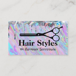 Iridescent Liquid   Shimmer Drip   Scissors Busine Business Card