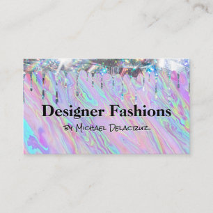 Iridescent Liquid   Shimmer Drip   Stylish Business Card